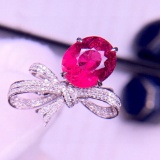 14k Gold 3.9 Ct Natural Tourmaline & Diamond Ring