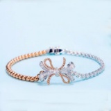 14k Gold 0.64 Ct Natural H Diamond Bracelet