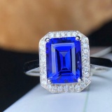 14k Gold 2.29 Ct Vivid Blue Natural Tanzanite & Diamond Ring