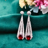 14k Gold 2.78 Ctw Natural Ruby & Diamond Earrings