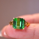 14k Gold 5.09 Ct Natural Tourmaline & Diamond Ring