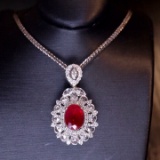 14k Gold 1.03 Ct Vivid Red Natural Ruby & Diamond Pendant