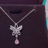 14k Gold 0.06 Ct Natural Pink Diamond & Diamond Necklace