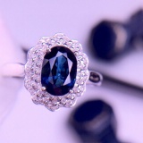 14k Gold 1.8 Ct Natural Sapphire & Diamond Ring