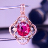 14k Gold 1.5 Ct Natural Tourmaline & Diamond Pendant