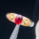 14k Gold 0.71 Ct Vivid Red Natural Ruby & Diamond Ring