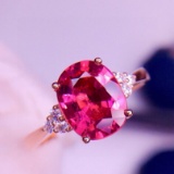 14k Gold 2.1 Ct Natural Tourmaline & Diamond Ring