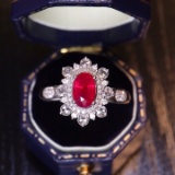 14k Gold 0.91 Ct Vivid Red Natural Ruby & Diamond Ring