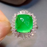 14k Gold 9.63 Ctw Vivid Green Natural Emerald & Diamond Ring/pendant