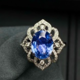 14k Gold 1.66 Ct Natural Sapphire & Diamond Ring