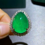 14k Gold 12.9 Ct Vivid Green Natural Emerald & Diamond Ring/pendant