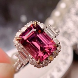 14k Gold 4.37 Ctw Natural Spinel & Diamond Ring