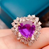 14k Gold 4.50 Ctw Natural Sapphire & Diamond Ring/pendant