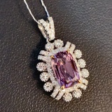 14k Gold 2.18 Ctw Natural Spinel & Diamond Pendant