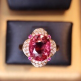 14k Gold 4.26 Ct Natural Tourmaline & Diamond Ring