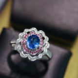 14k Gold 0.73 Ct Natural Sapphire & Diamond Ring
