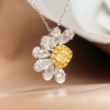 14k Gold 0.82 Ctw Natural Yellow Diamond & Diamond Pendant