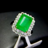 14k Gold 5.45 Ctw Vivid Green Natural Emerald & Diamond Ring/pendant