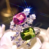 14k Gold 3.23 Ctw Natural Tourmaline & Diamond Ring
