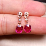 14k Gold 1.35 Ct Natural Tourmaline & Diamond Earrings