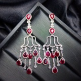 14k Gold 4.80 Ctw Natural Ruby & Diamond Earrings