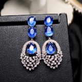 14k Gold 6.69 Ctw Natural Sapphire & Diamond Earrings