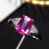 14k Gold 1.71 Ctw Natural Padparadscha Sapphire & Diamond Ring