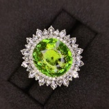 14k Gold 15.82 Ctw Natural Tourmaline & Diamond Ring/pendant