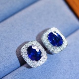 14k Gold 2.24 Ctw Natural Sapphire & Diamond Earrings