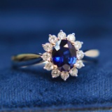 14k Gold 1.63 Ctw Natural Sapphire & Diamond Ring