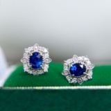 14k Gold 0.81 Ctw Natural Sapphire & Diamond Earrings
