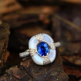 14k Gold 1.38 Ctw Natural Sapphire & Diamond Ring