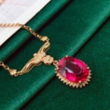 14k Gold 8 Ct Natural Tourmaline & Diamond Necklace