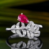 14k Gold 0.67 Ctw Natural Ruby & Diamond Ring