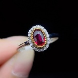 14k Gold 0.75 Ct Vivid Red Natural Ruby & Diamond Ring