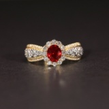 14k Gold 0.95 Ct Natural Ruby & Diamond Ring