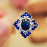 14k Gold 1.61 Ctw Natural Sapphire & Diamond Ring
