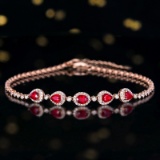 14k Gold 1.27 Ctw Natural Ruby & Diamond Bracelet