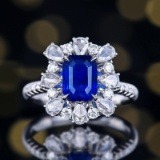 14k Gold 2.97 Ctw Natural Sapphire & Diamond Ring/pendant