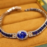 14k Gold 13.77 Ctw Natural Sapphire & Diamond Bracelet