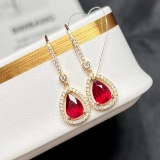 14k Gold 1.76 Ctw Natural Ruby & Diamond Earrings