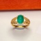 14k Gold 2.00 Ct Vivid Green Natural Emerald & Diamond Ring