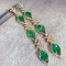 14k Gold 9.26 Ctw Vivid Green Natural Emerald & Diamond Earrings