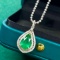 14k Gold 2.46 Ctw Vivid Green Natural Emerald & Diamond Pendant