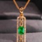 14k Gold 0.59 Ctw Vivid Green Natural Emerald & Diamond Pendant