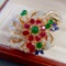 14k Gold 5.58 Ctw Natural Ruby & Diamond Brooch/pendant