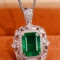 14k Gold 1.89 Ctw Natural Emerald & Diamond Pendant