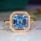 14k Gold 1.75 Ct Natural Aquamarine & Diamond Ring
