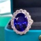 14k Gold 10.77 Ctw Natural Tanzanite & Diamond Ring