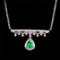 14k Gold 0.41 Ctw Vivid Green Natural Emerald & Diamond Necklace